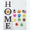 Youngs Wood Home Door Leaner Sign with Includes 11 Interchangeable Seasonal Icons 21367